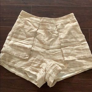 Cream linen high waisted shorts